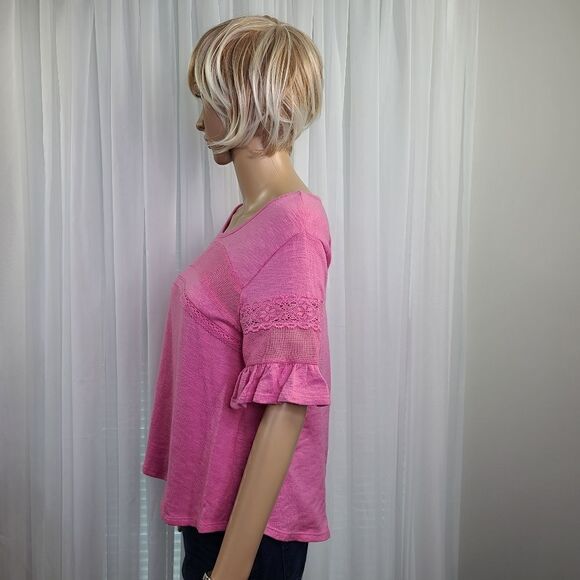 True Craft Top Crochet and Net Inset Short Small New! - Picture 3 of 6